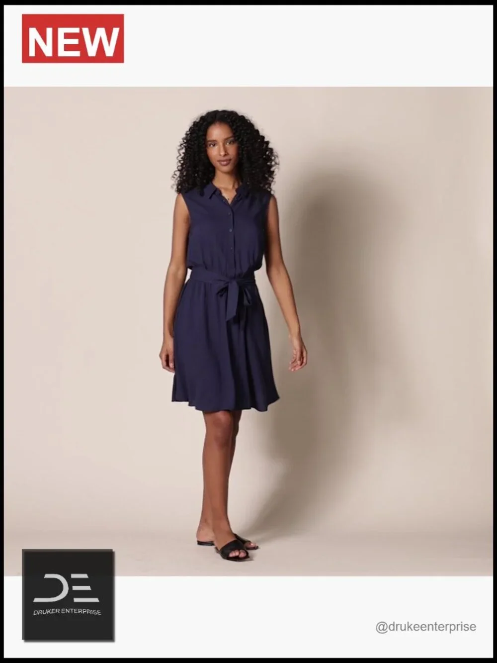 Women's Sleeveless Summer Shirtdress, Relaxed-Fit Woven Shirt Dress - Picture 6 of 6